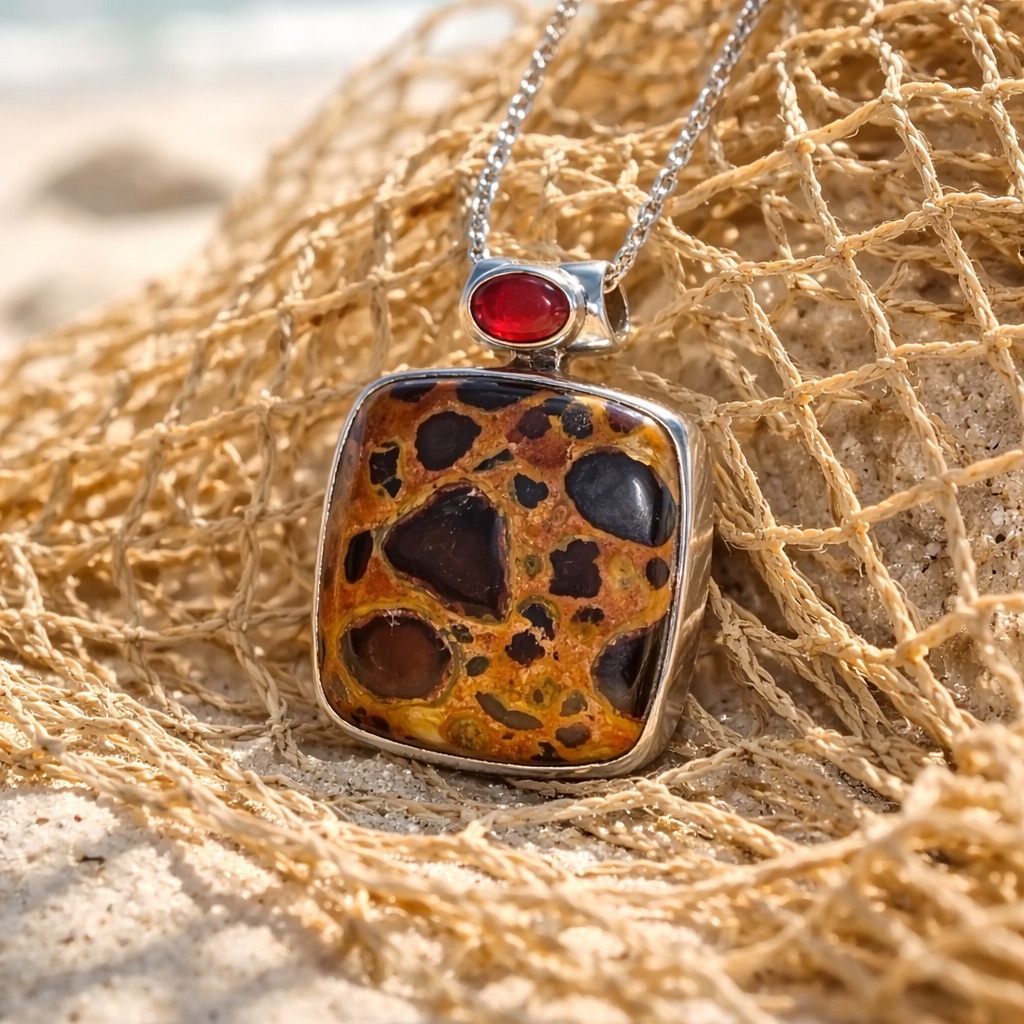 Bauxite Fossil Garnet Necklace 64$